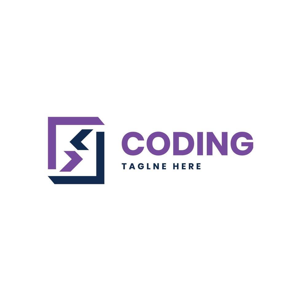 Coding modern minimal creative logo design concept abstract creative vector