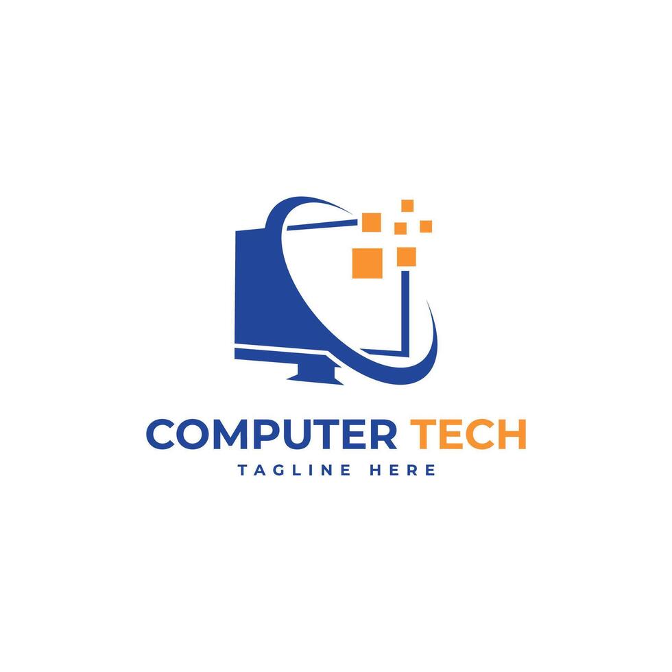 Computer repair technology logo design modern concept for computer business solution tech vector
