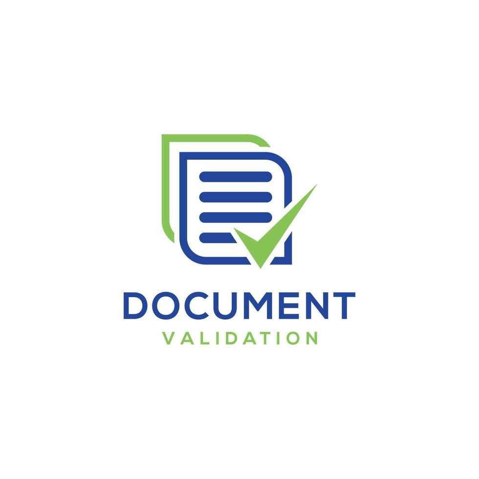 Document validation creative modern logo mark design concept financial bookkeeping accounting vector