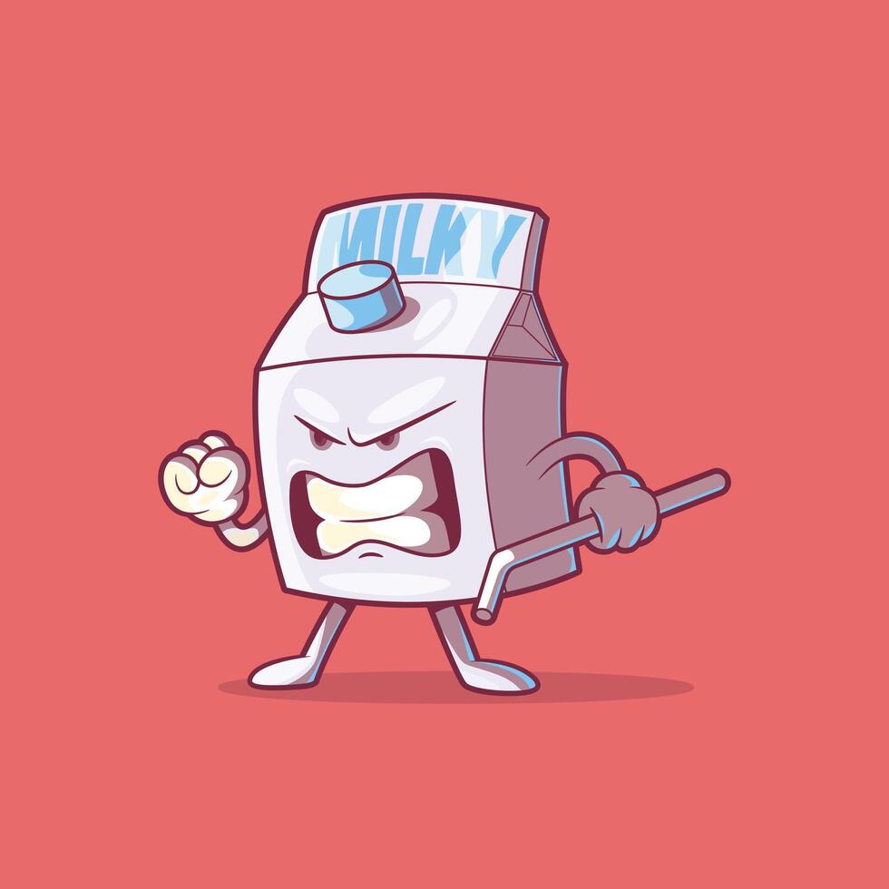 An Angry package of Milk character. vector