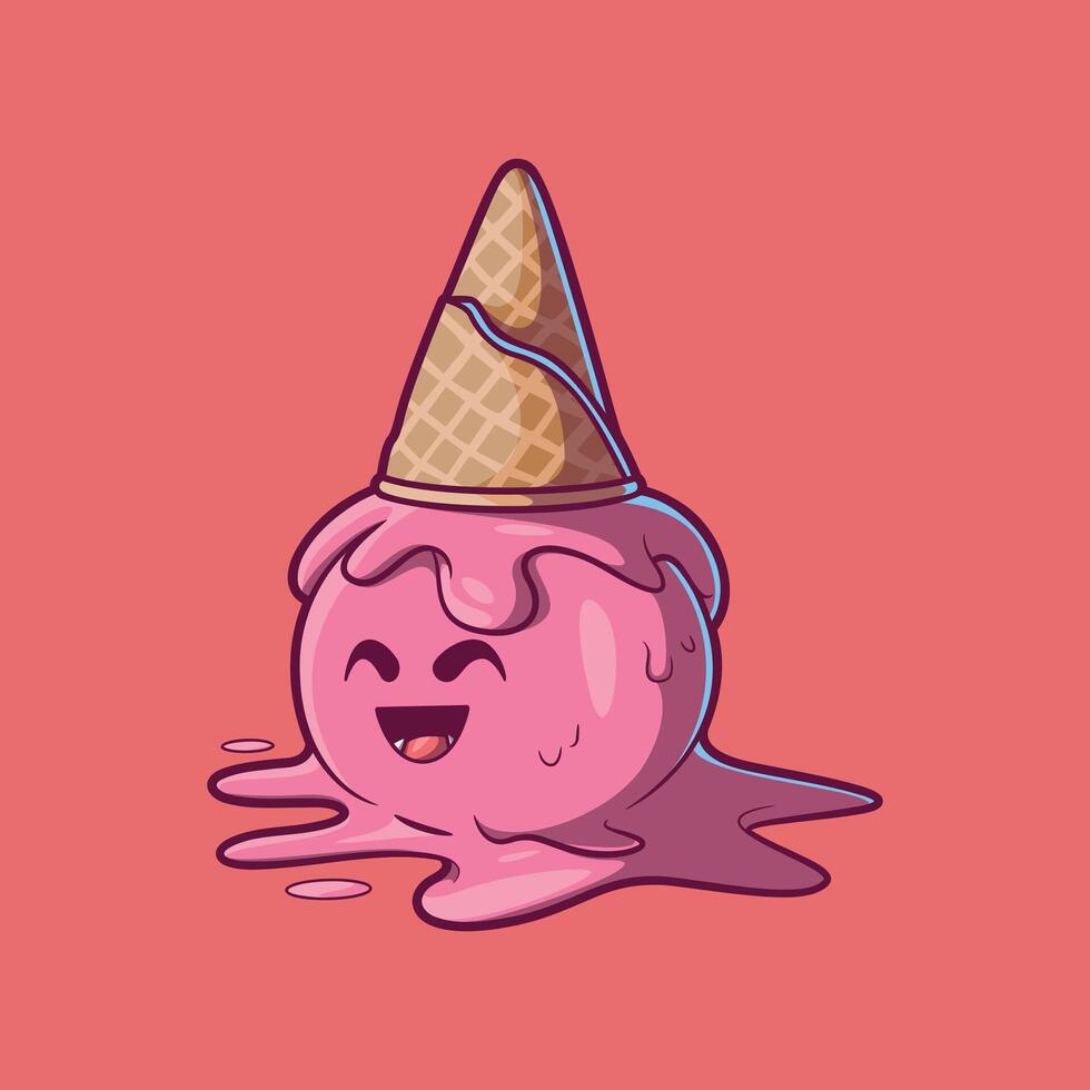 Character Ice Cream smiling on the floor. vector
