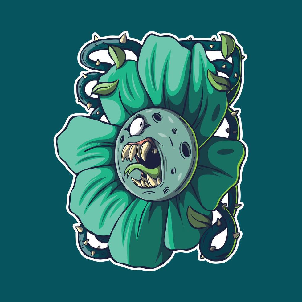 Crazy Flower Monster. vector