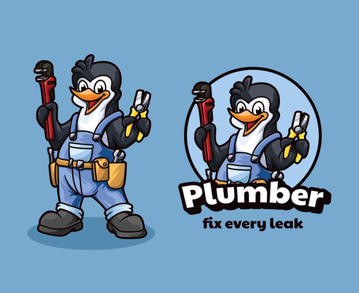 Plumber Penguin Mascot vector