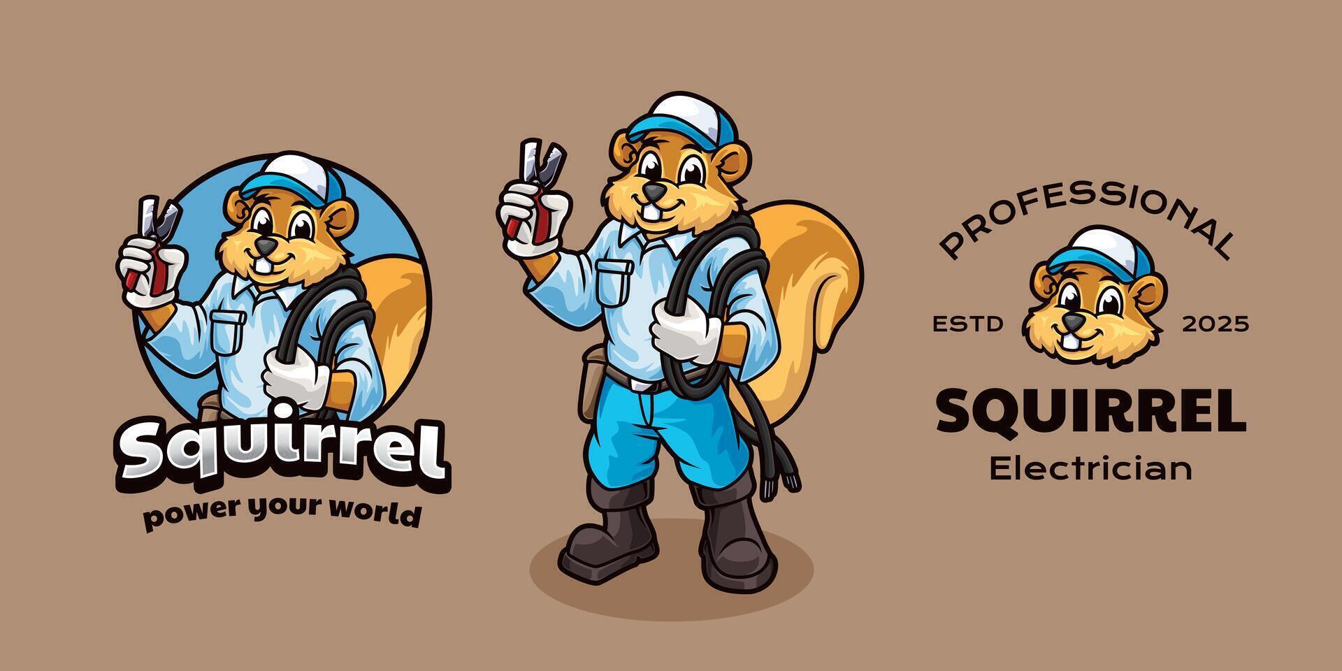 Electrician Squirrel Mascot vector