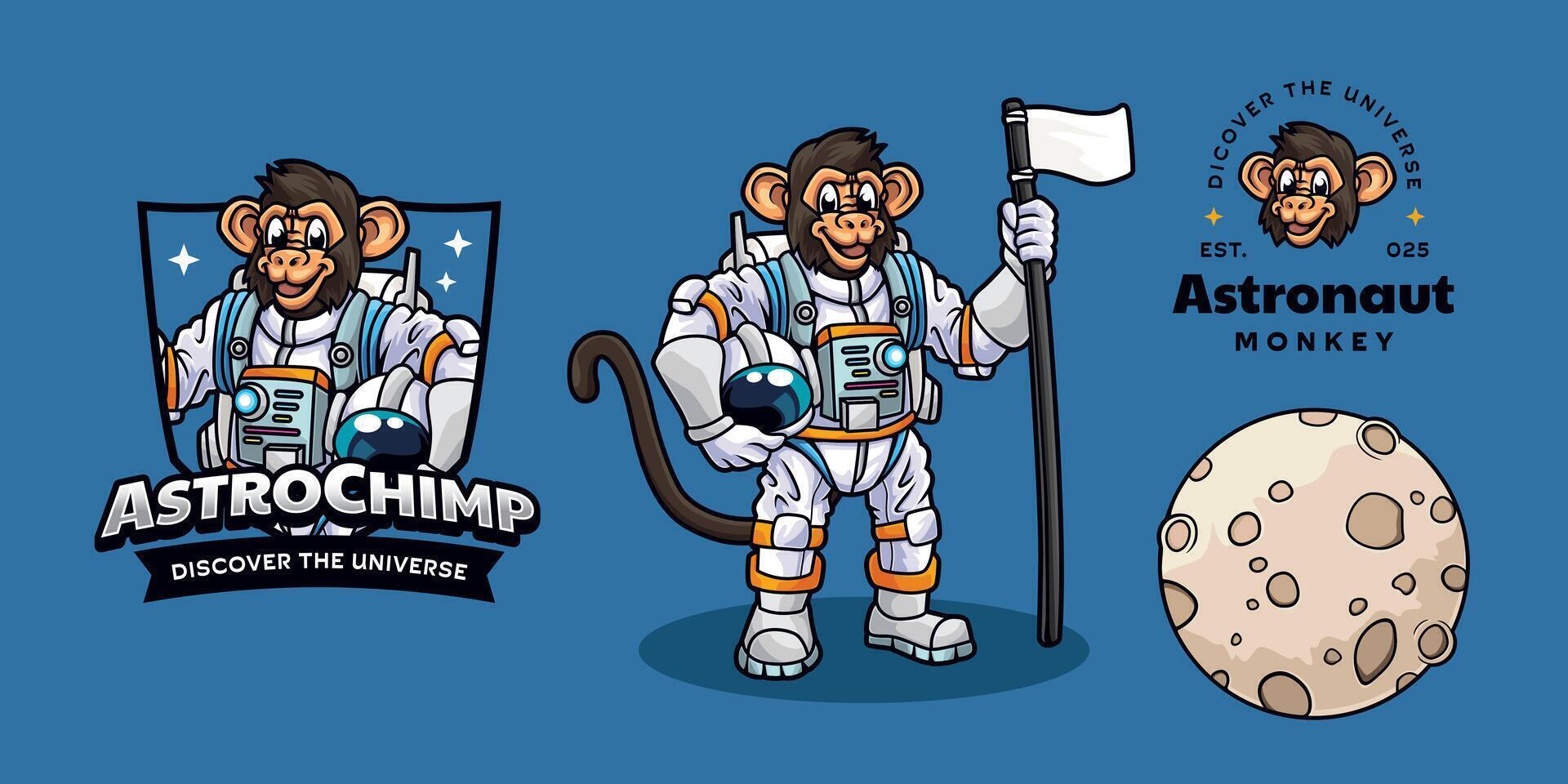 Astronaut Monkey Mascot vector