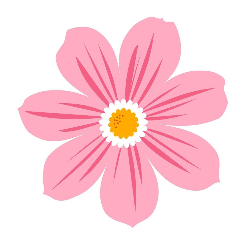 Simple flower of Sakura or cherry blossom. Pink flower decorative. vector
