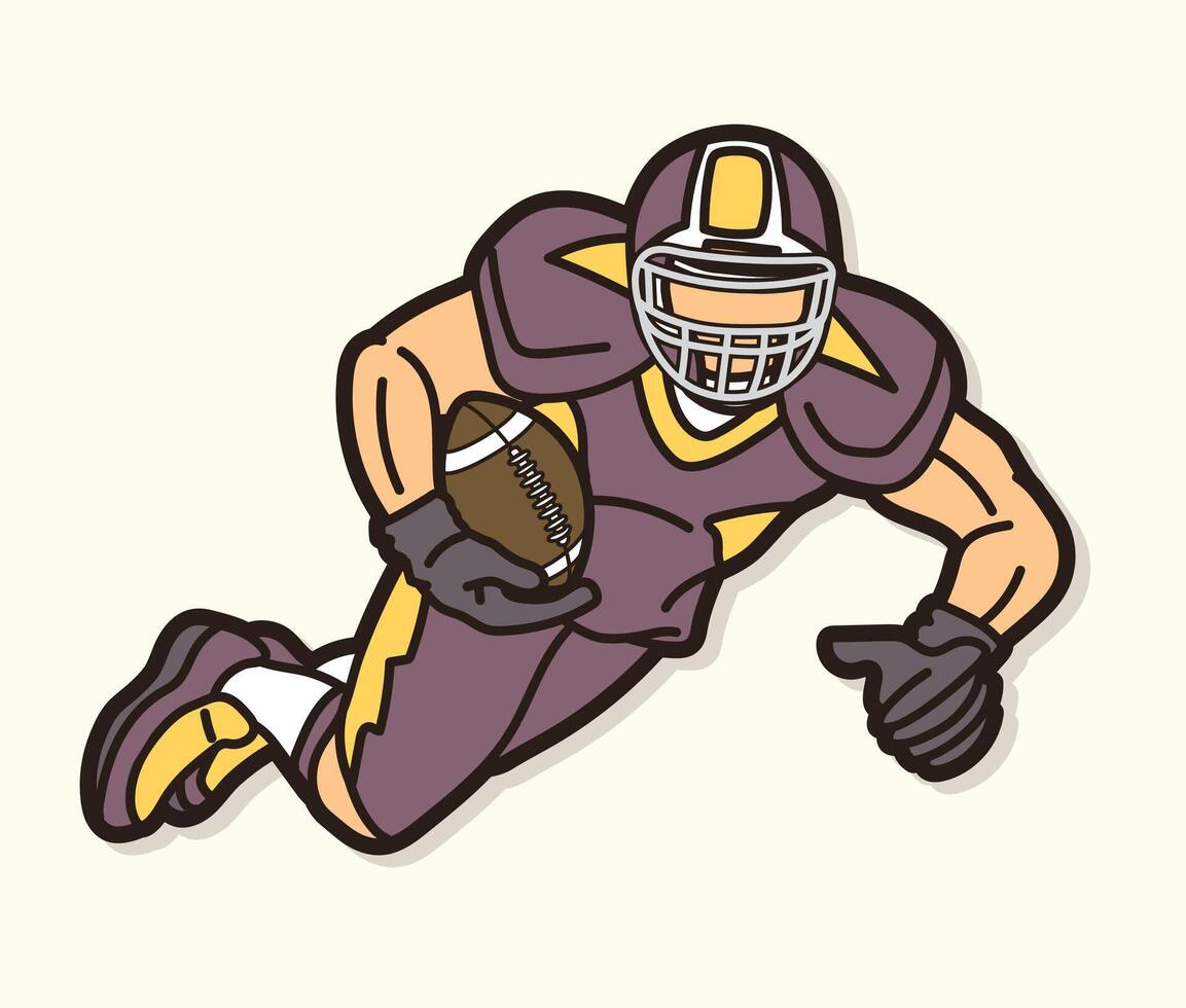 American Football Player Jumping Cartoon Sport Graphic vector