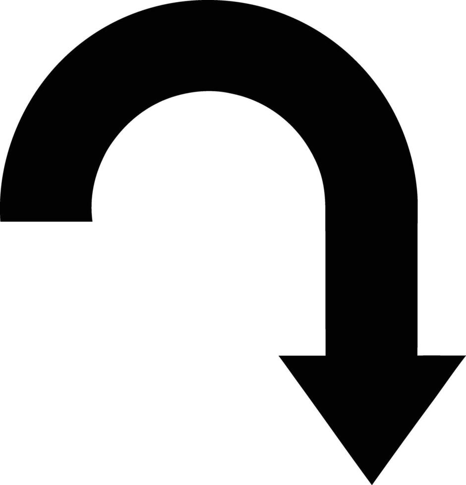 Downward Curved Arrow Illustration For Directional Guidance And Navigation Purposes vector