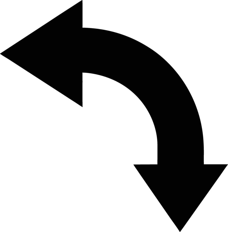 Curved Arrow Directing Downward And Left With A Clean And Simple Design vector