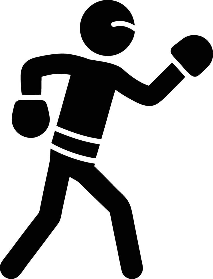 Boxer Pictogram Silhouette Isolated Fighting Stance Sporting Gloves And Protective Gear vector