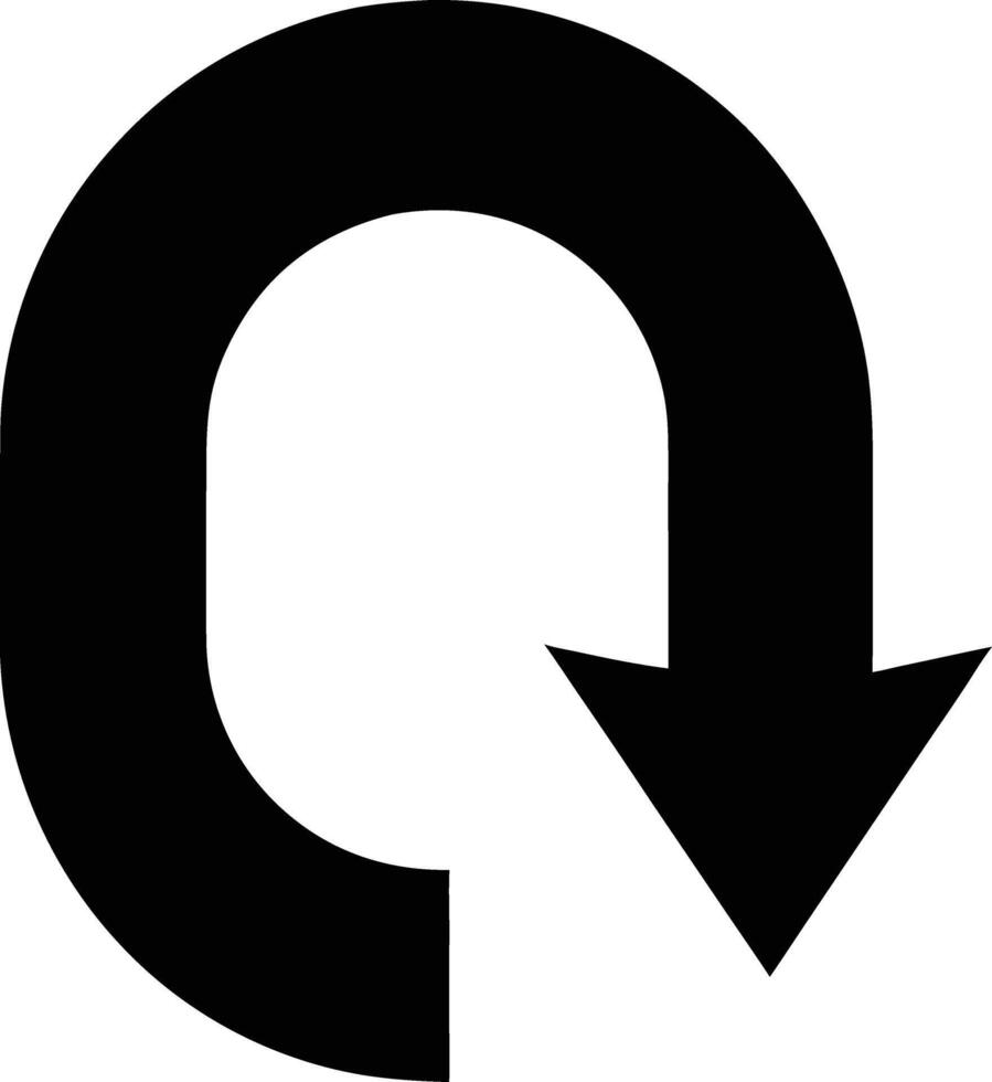 Black Circular Arrow Pointing Downwards Indicating Return Or Refresh Isolated On White vector