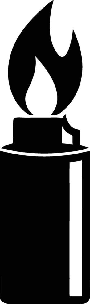 Black Silhouette Icon Of A Burning Lighter Isolated On A White Background vector
