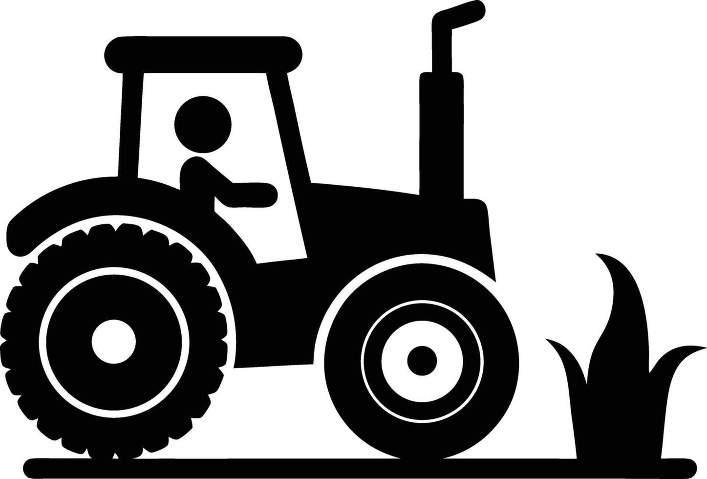 Tractor Silhouette Farming Vehicle Agriculture Machine Black And White Graphic Illustration vector