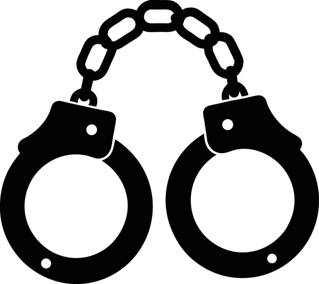 Black And White Handcuffs With Chain Justice And Law Enforcement Icon vector