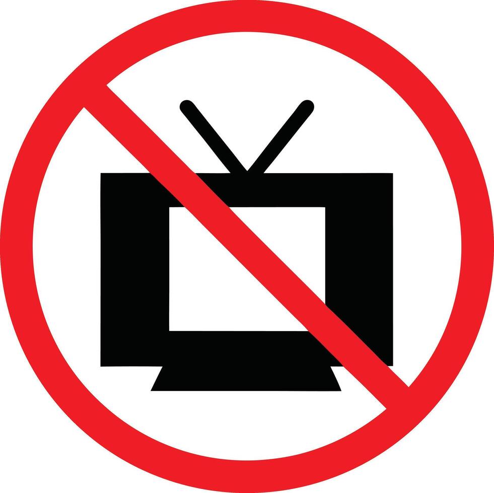 No Television Allowed Sign Symbol Restriction Warning Prohibition Concept Graphic vector
