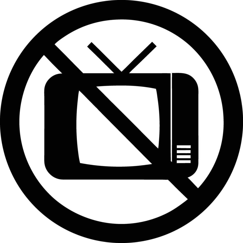 No Television Zone Black And White Icon Symbol Sign Prohibition Media vector