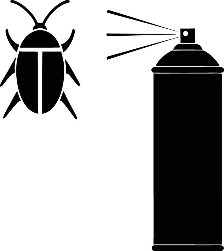 Black Silhouette Of Insecticide Spray Killing A Bug Illustration Graphic vector