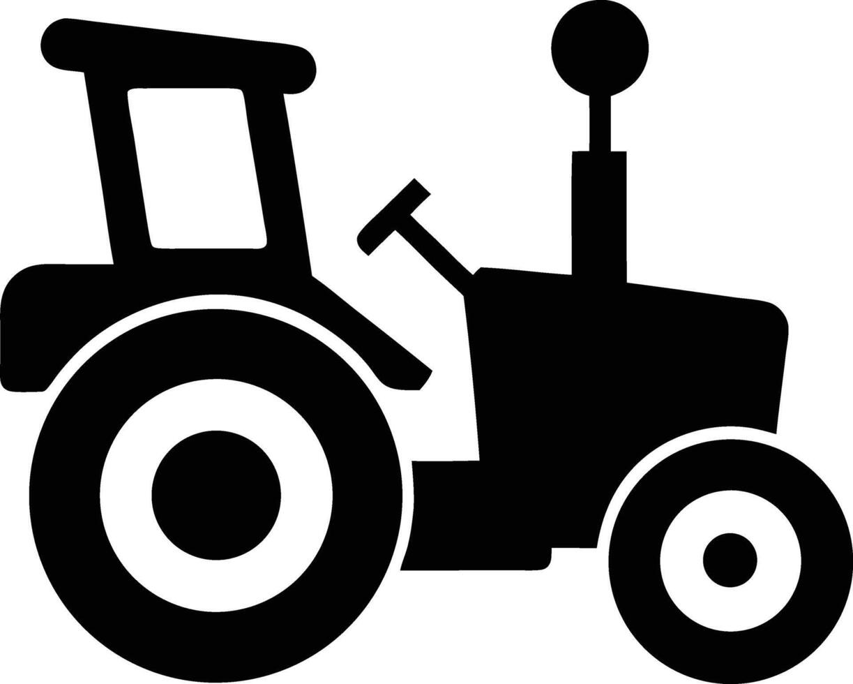 Simple Farm Tractor Black Silhouette Graphic Illustration Design Element vector