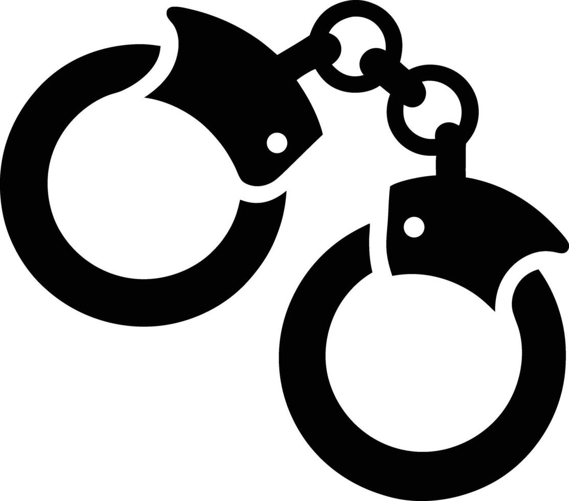 Handcuffs Icon In Black Silhouette For Law Enforcement And Crime Prevention vector