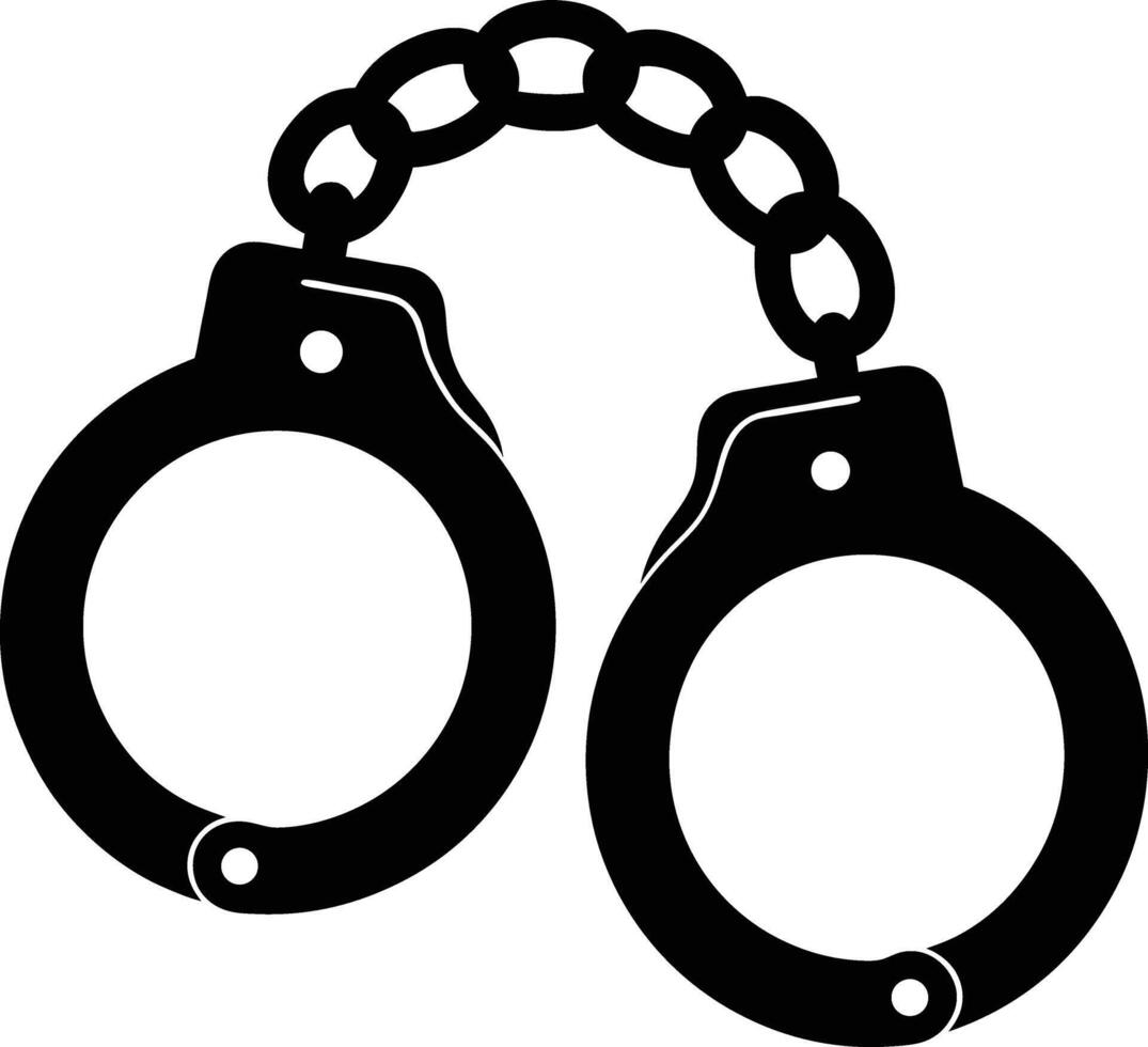 Handcuffs Black And White Silhouette Arrest Symbol Security Enforcement Law Criminal Justice vector