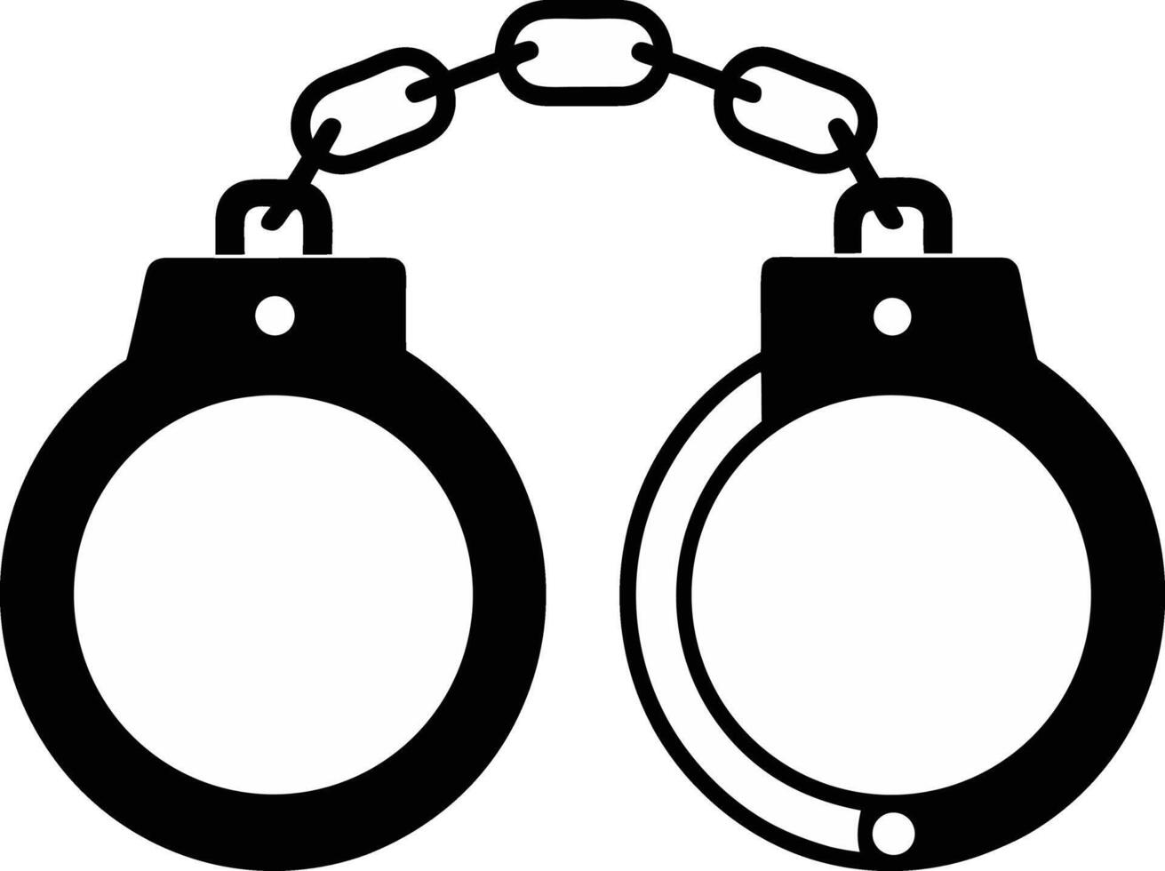 Black And White Handcuffs Symbol For Law Enforcement And Crime Prevention vector