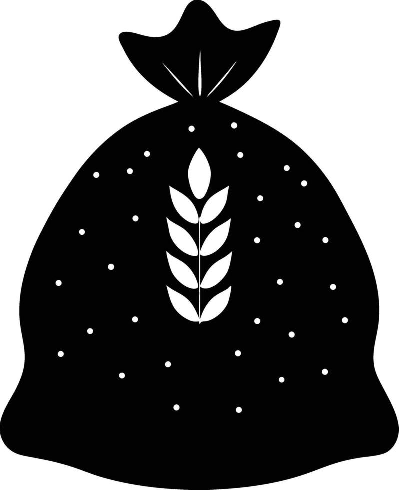 Black And White Sack Of Grain Illustration Minimalist Design vector