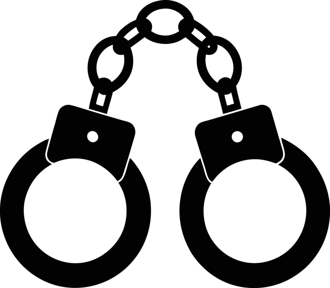 Handcuffs Isolated Silhouette Symbol Of Law Enforcement And Justice System vector