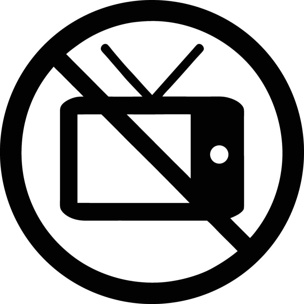 No Television Symbol Black And White Prohibited Sign No Tv Allowed Icon vector