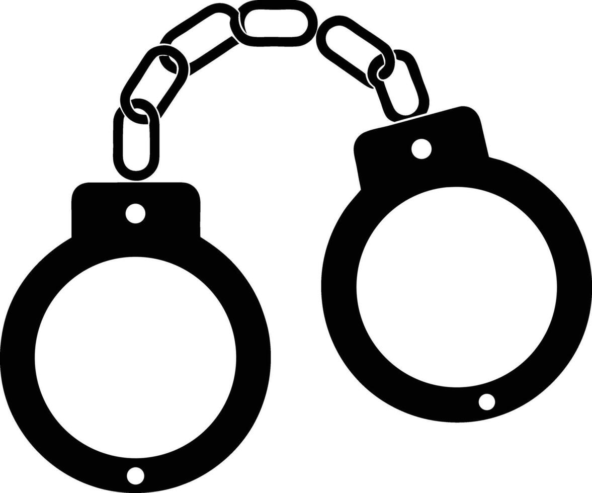 Black Handcuffs With Chain Icon On White Background Law Enforcement Symbol vector