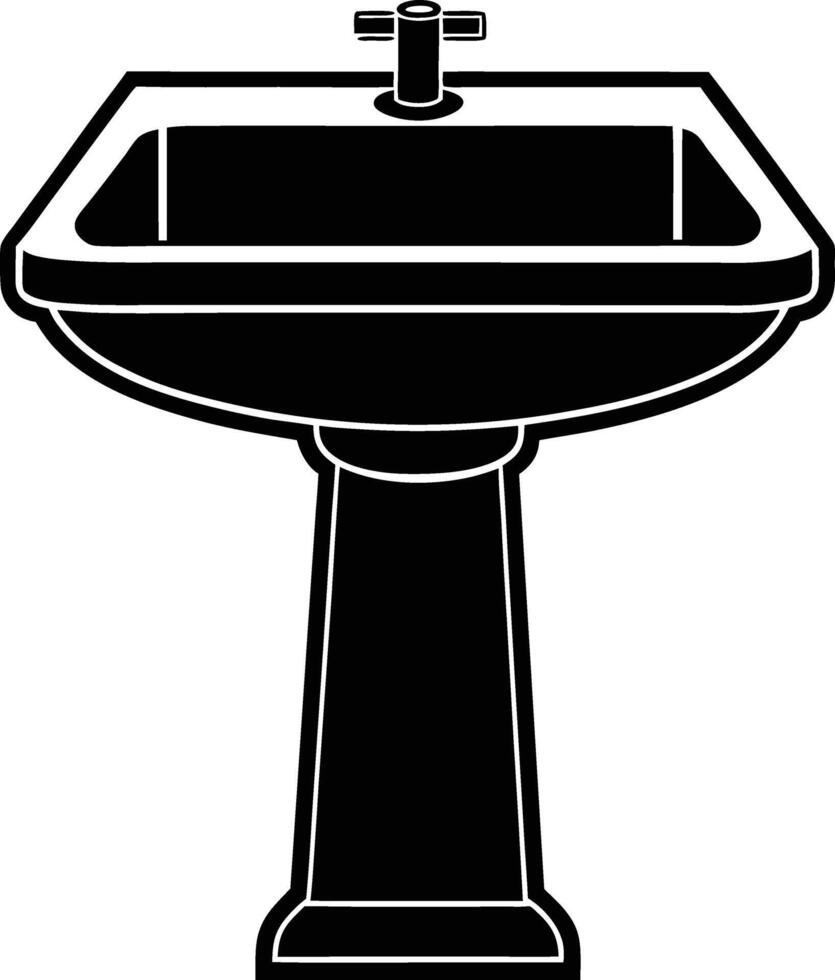 Black And White Pedestal Sink Illustration For Bathroom Design Projects vector