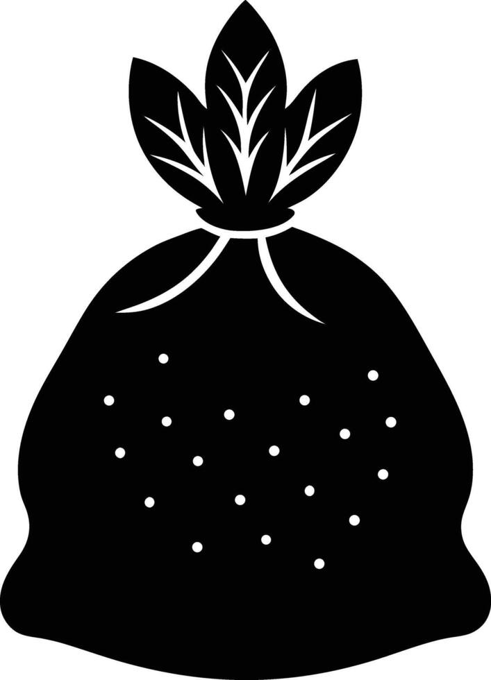 Simple Black Silhouette Of Bag With Leaves Illustration Graphic vector