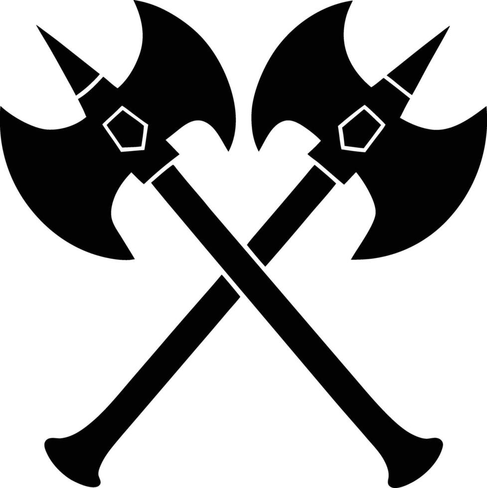 Crossed Axes Illustration Medieval Battle Axes Clipart Symbol Sign vector