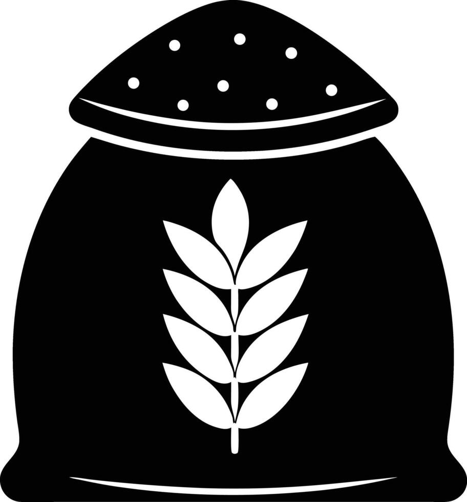 Black And White Illustration Of A Sack With Grain Wheat Ear vector