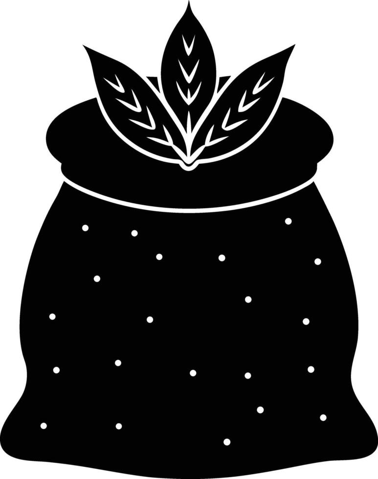 Sack Filled With Dry Tobacco Leaves In A Simple Monochrome Design vector
