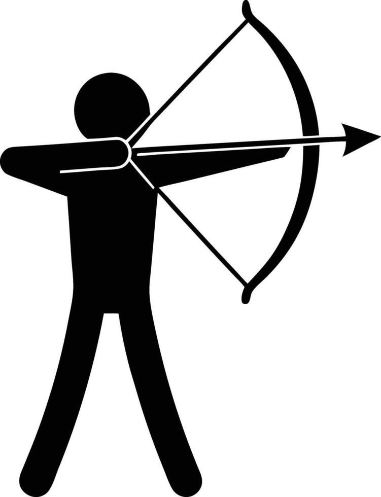 Archery Silhouette Man With Bow And Arrow Ready To Aim And Shoot vector