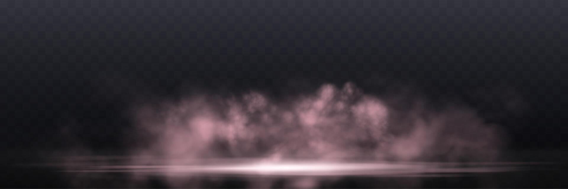 Realistic light pink smoke or haze, overlay effect on a dark background. Hot fire and flame, magic vector