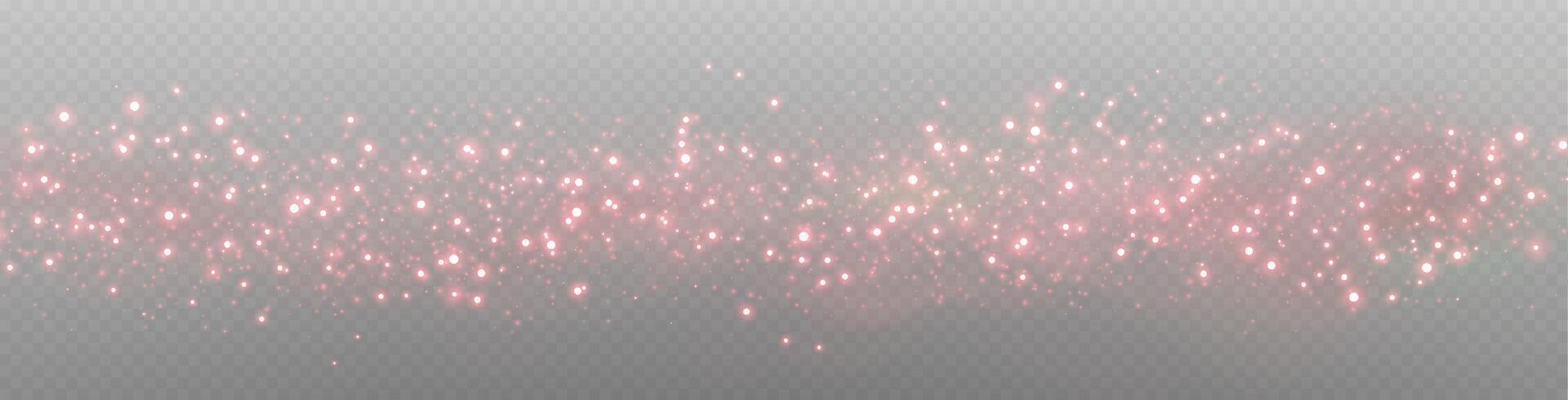 Red glittering dots, particles, stars magic sparks. Dust cloud flare light effect. Red points with smoke vector