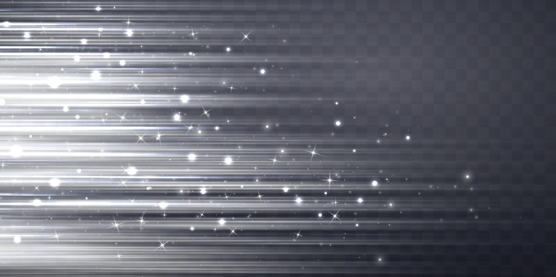 White speed rays, light neon flow, zoom in motion effect, silver glow speed lines, light trails, stripes vector