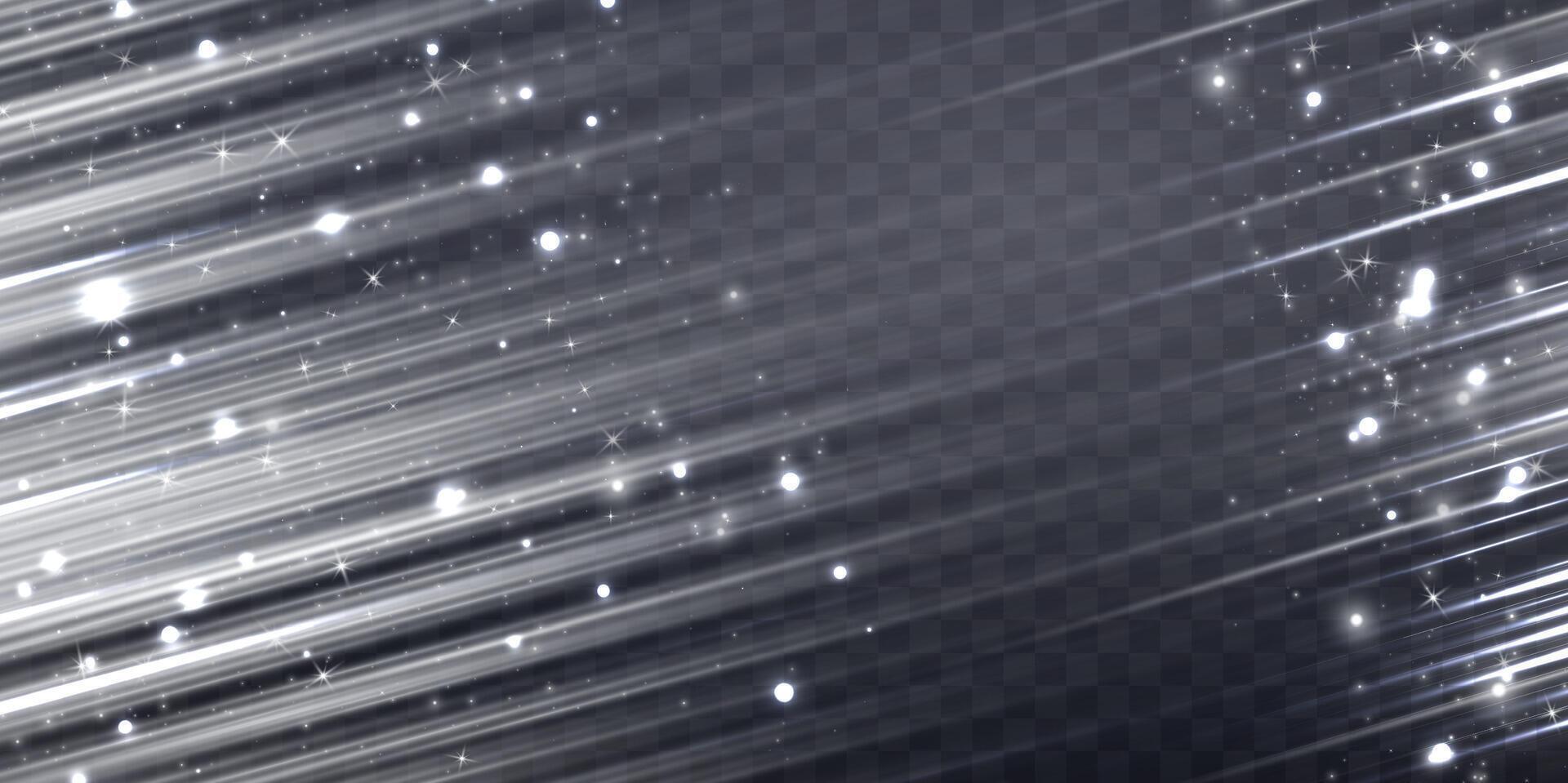 White speed rays, light neon flow, zoom in motion effect, silver glow speed lines, colorful light trails, stripes. Abstract background. vector