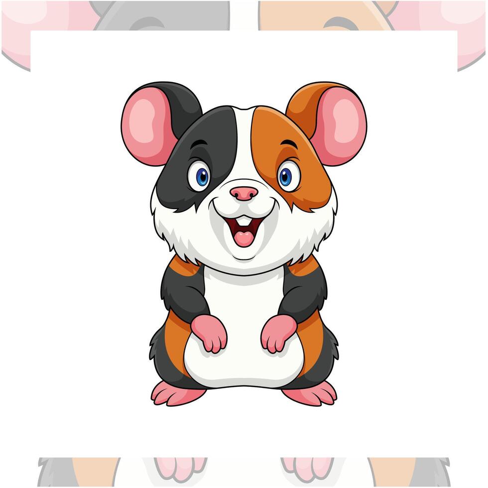 Cute little hamster cartoon on white background vector