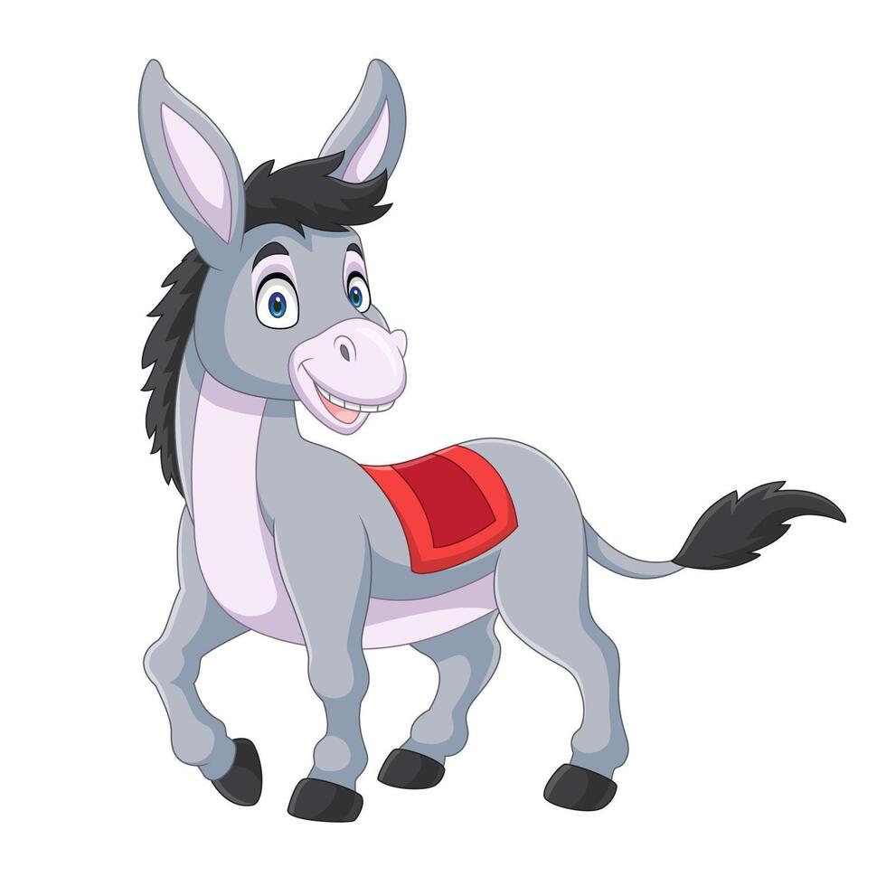 Cartoon little donkey on white background vector