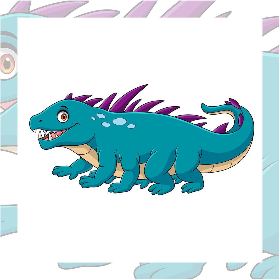 Cartoon basilisk mythology creature on white background vector