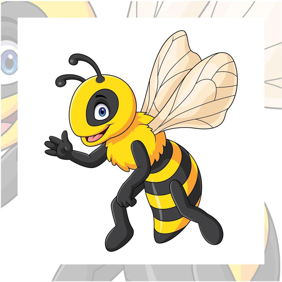 Cartoon wasp on white background vector