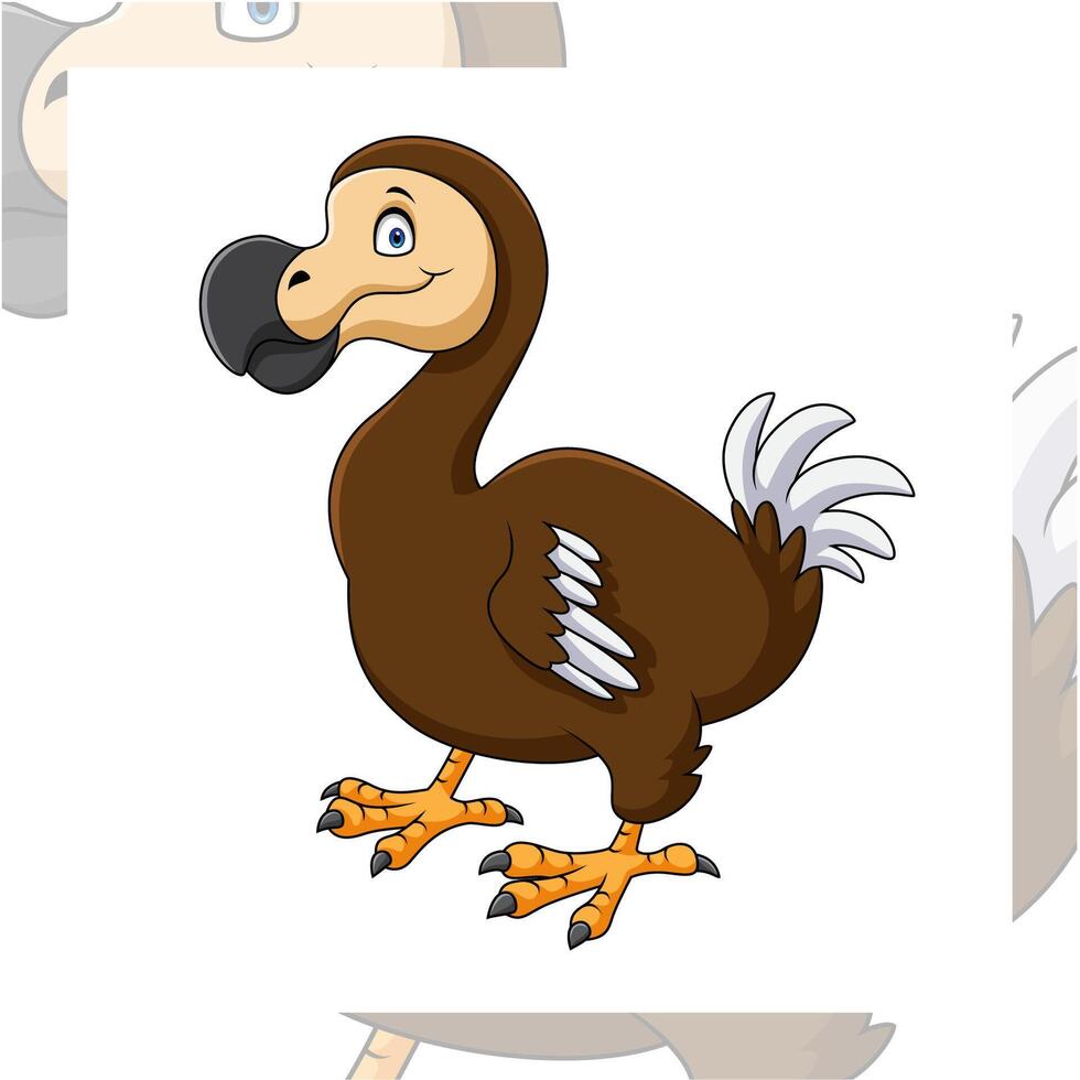 Cute dodo bird cartoon on white background vector