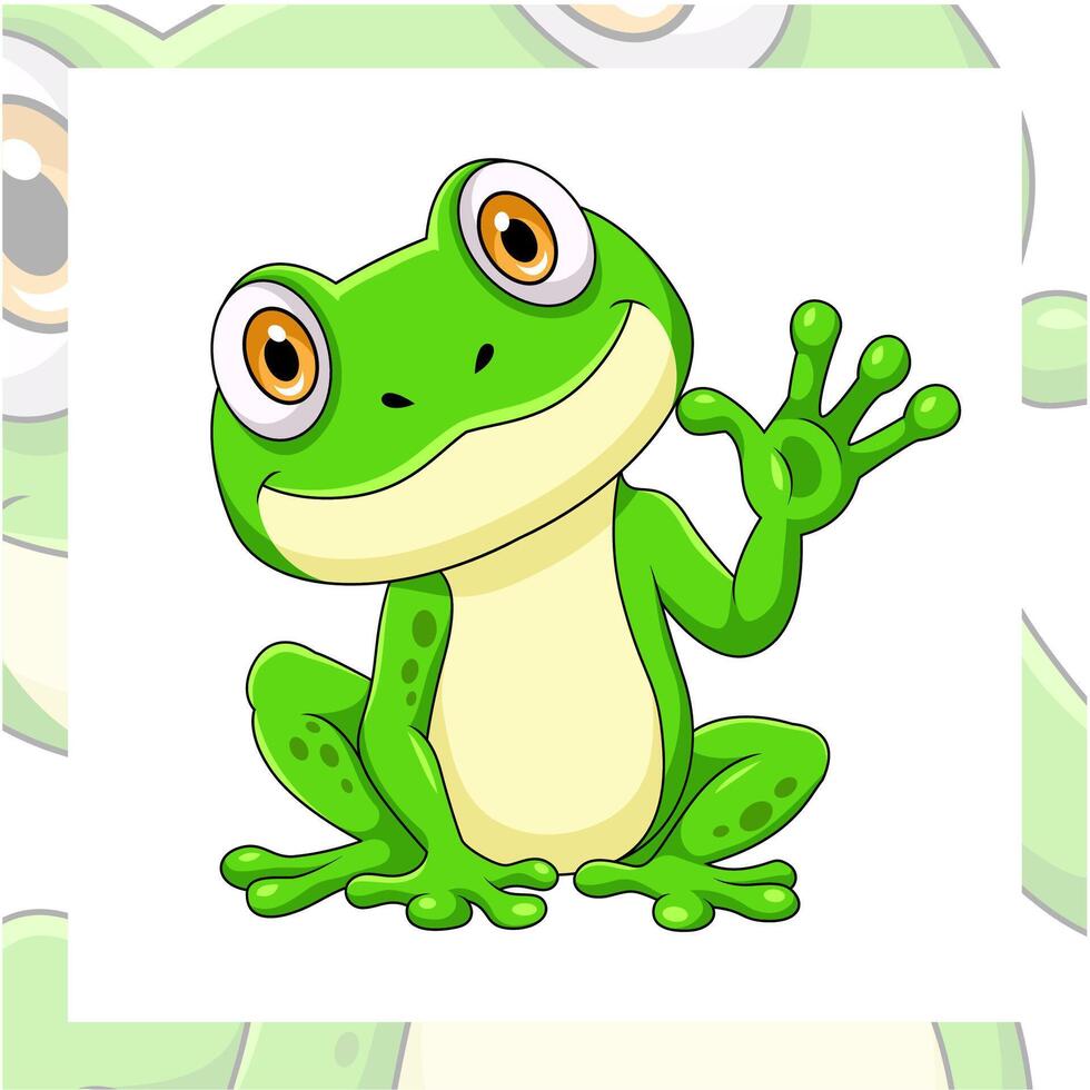 Cartoon frog waving on white background vector