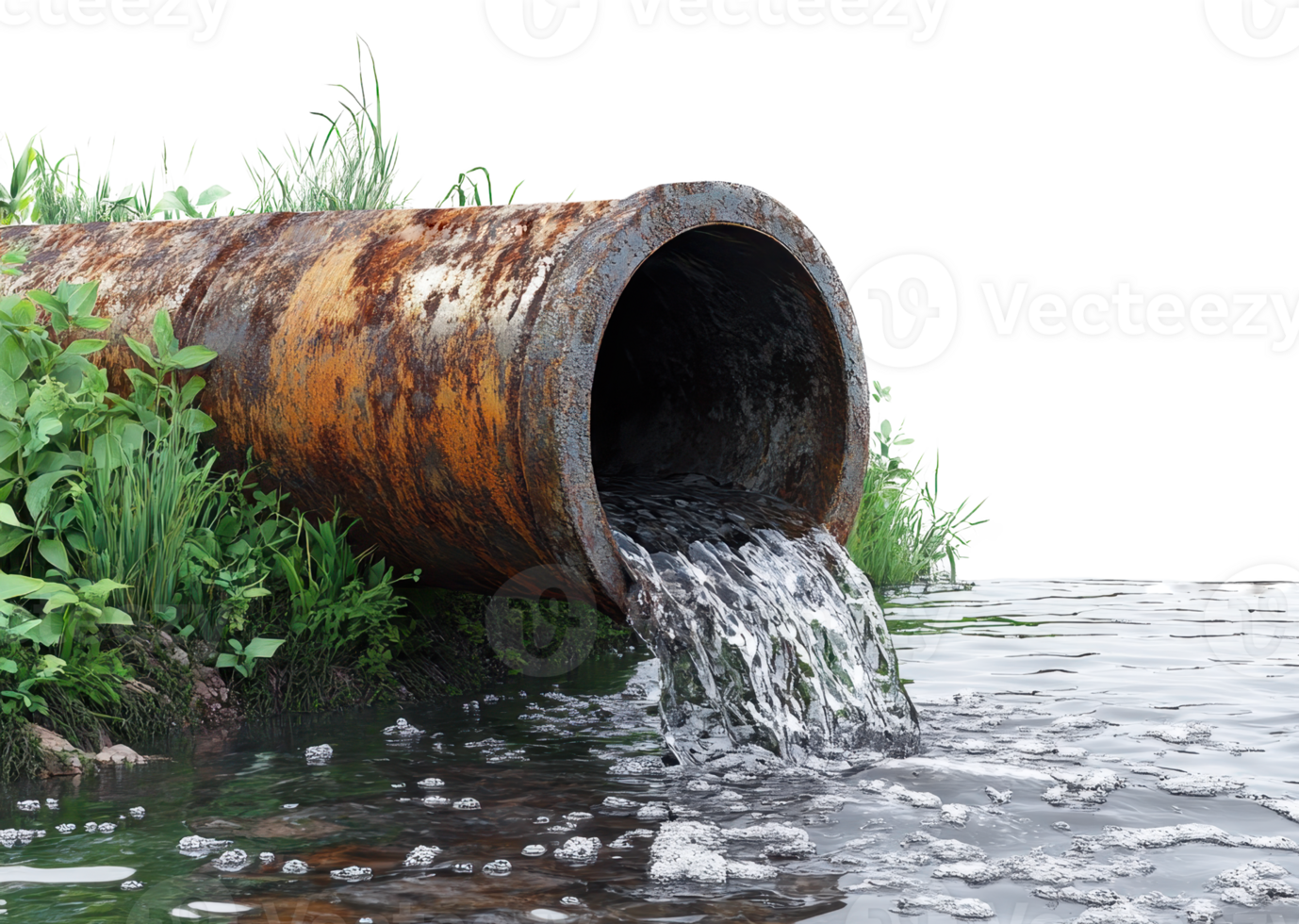 Rusty Pipe Wastewater Discharge Pollution Environmental Issue png