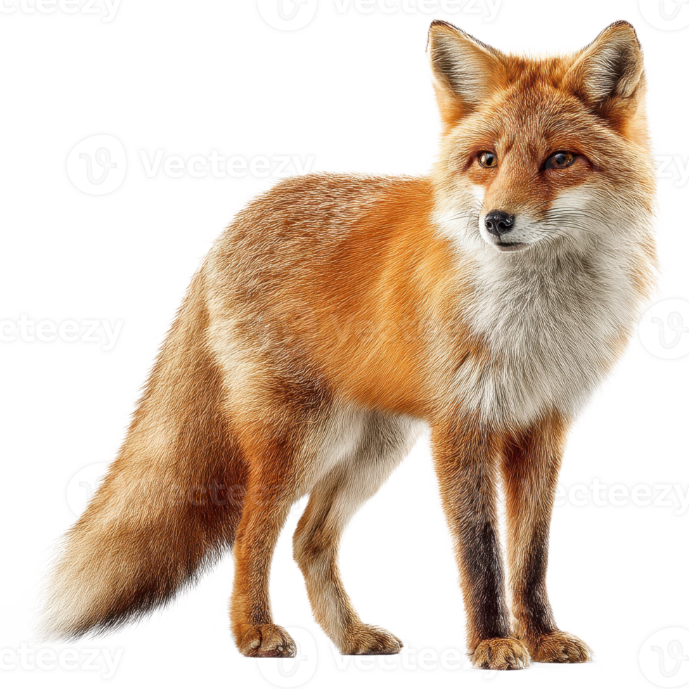 Majestic Red Fox Standing Wildlife Photography Wild Animal Portrait Fluffy Tail Sharp Focus png