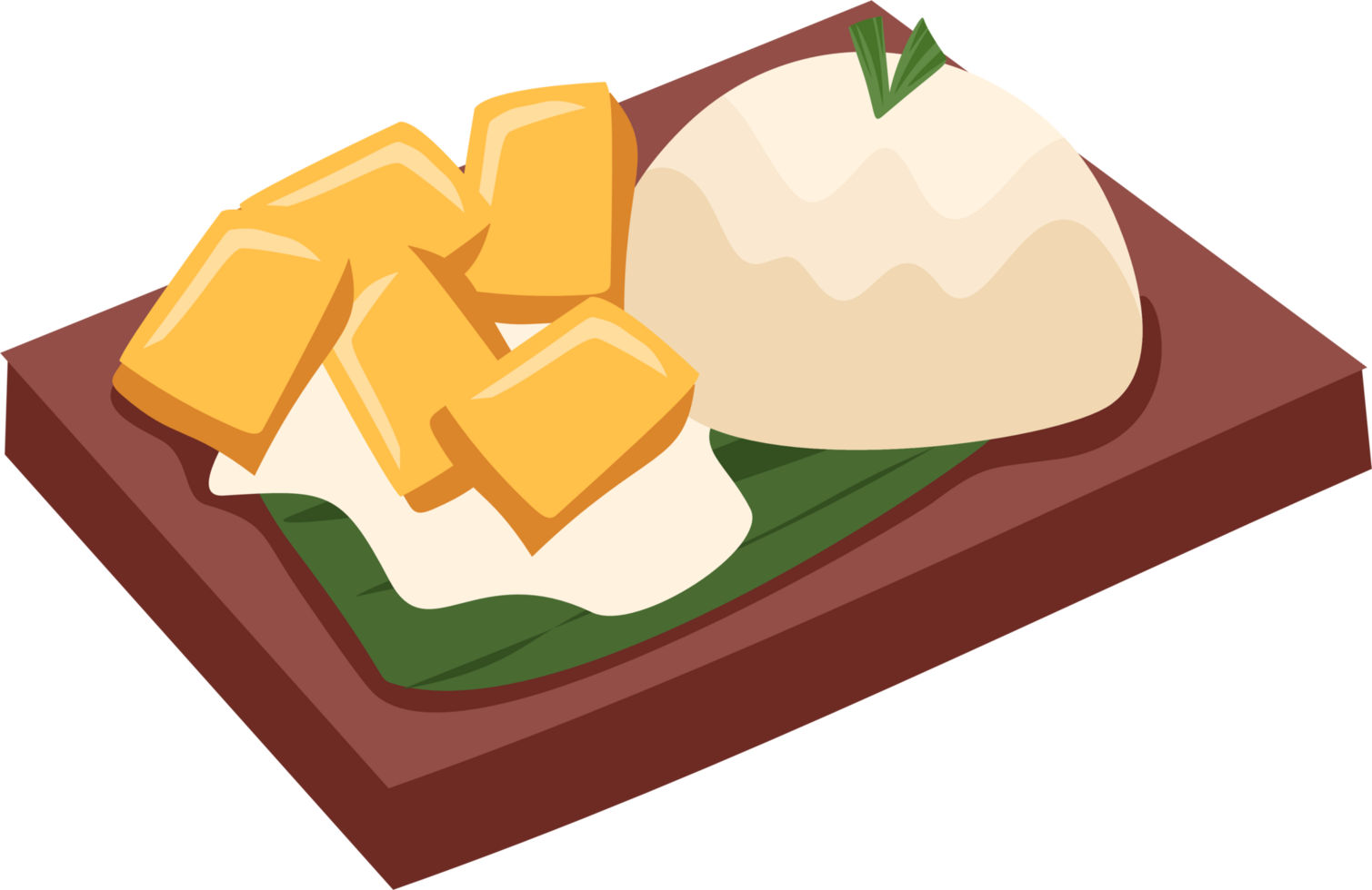 Mango cube with sticky rice png