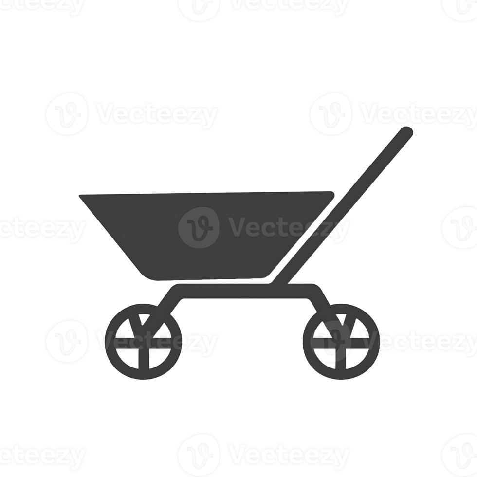 Gardening and Construction Wheelbarrow - Black and White Icon for Transportation and Manual Labor Tools png