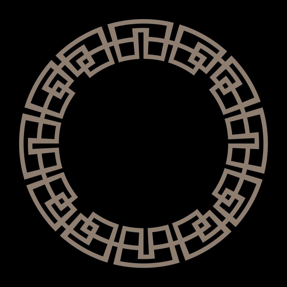Luxury ornamental gold round frame. Golden Round frame with greek key meanders. Circular Geometric frame in the form of circular pattern. Celtic round frame. Template for laser cutting, ceramic vector